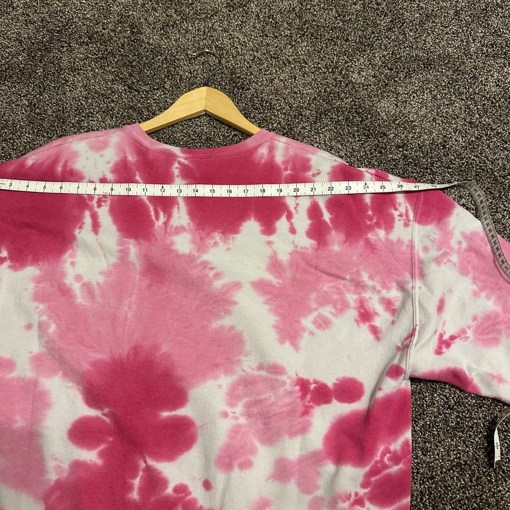 Hand Crafted Pink and White Heart Tie-Dye Sweatshirt - Picture 3 of 5